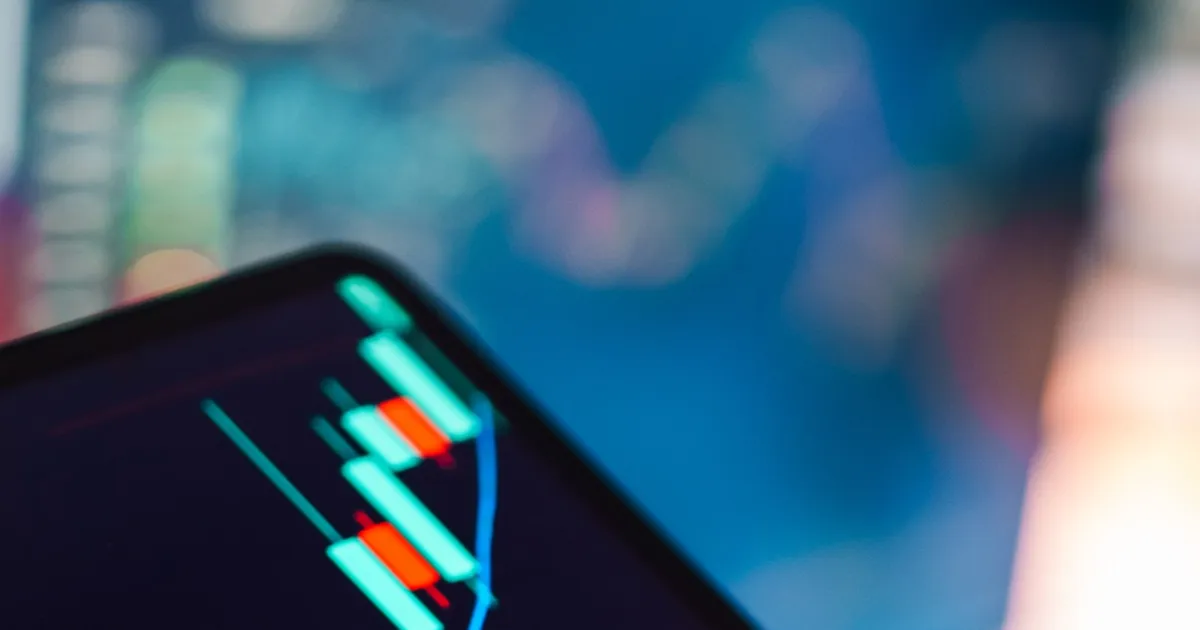 Close-up of a candlestick price chart