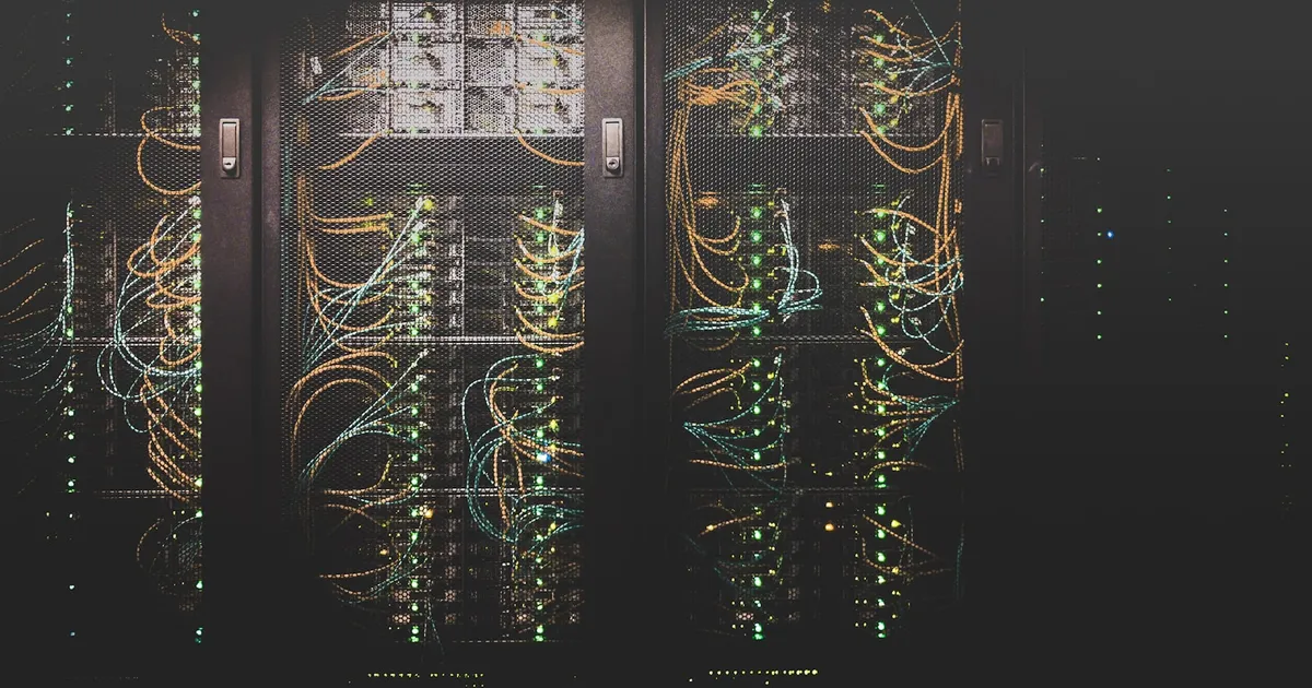Rows of servers in a data center