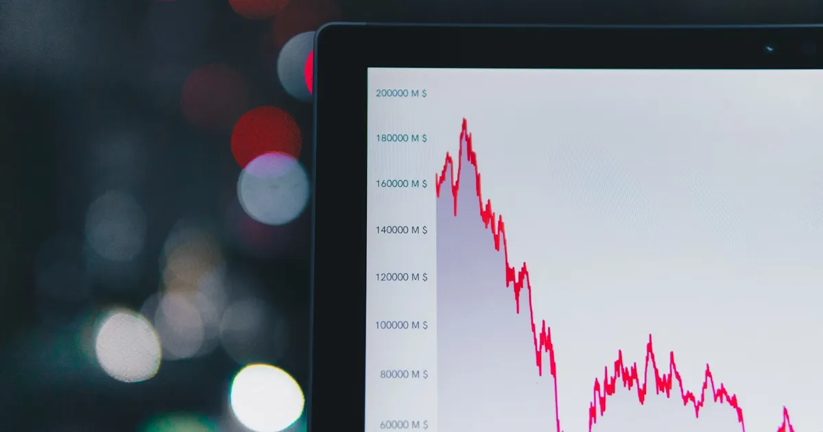 A stock chart trending sharply downward
