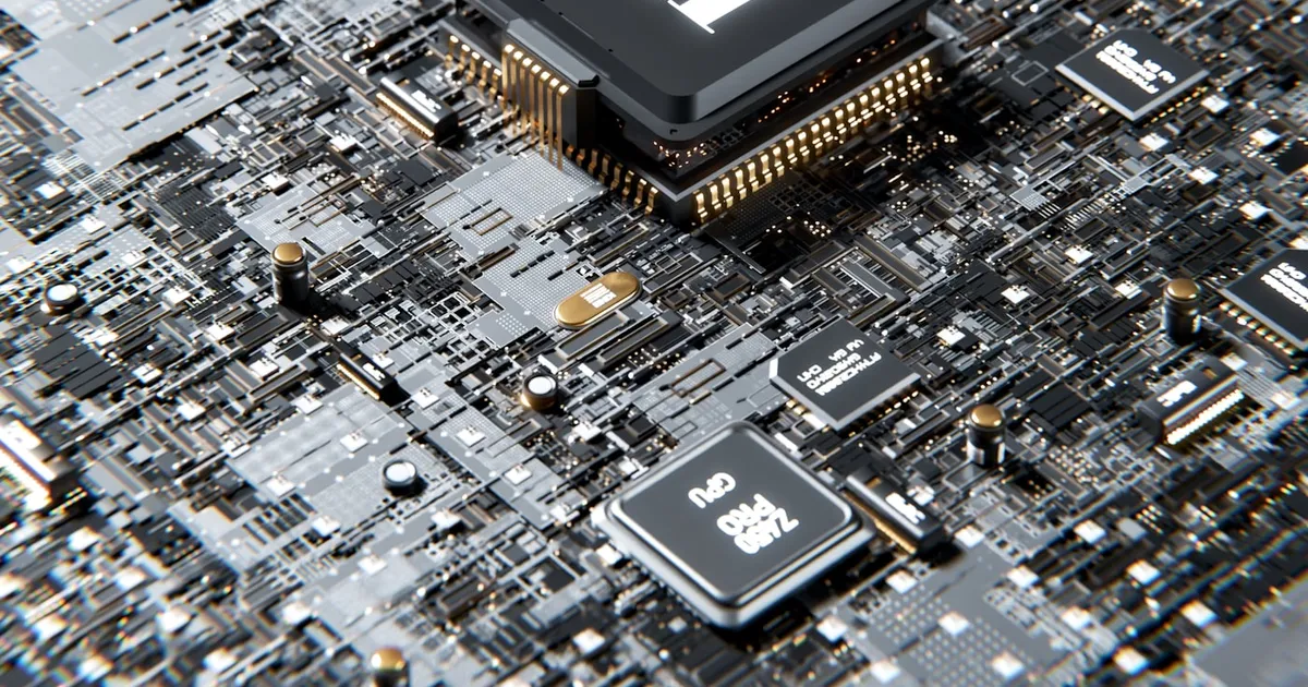 A close-up of a circuit board and processor