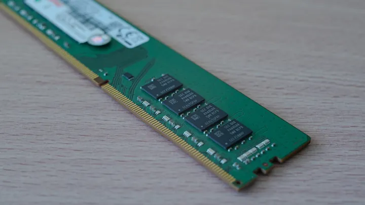 A close-up of a computer memory module