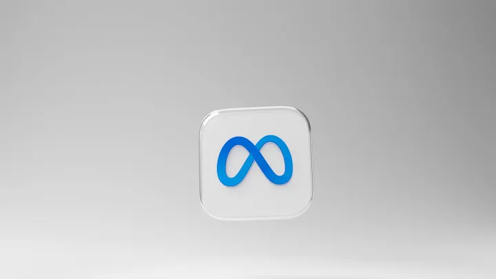 The Meta logo on a white app tile against a light background