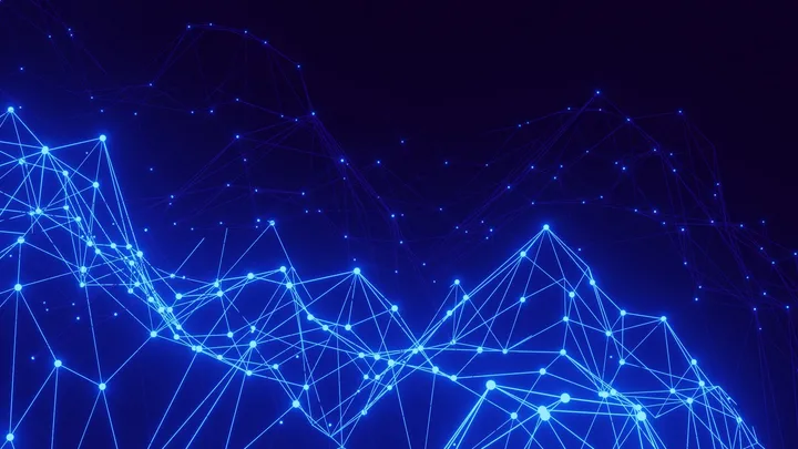 Abstract blue network mesh representing connected systems