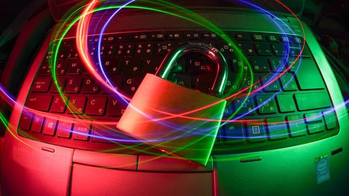 A padlock icon with light trails suggesting encrypted network traffic