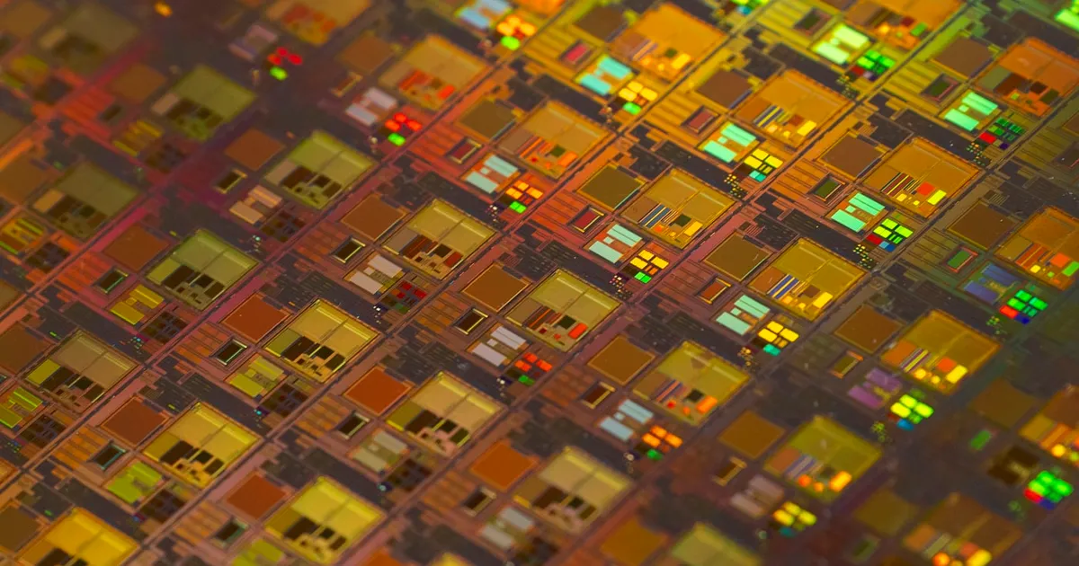 A silicon wafer reflecting light