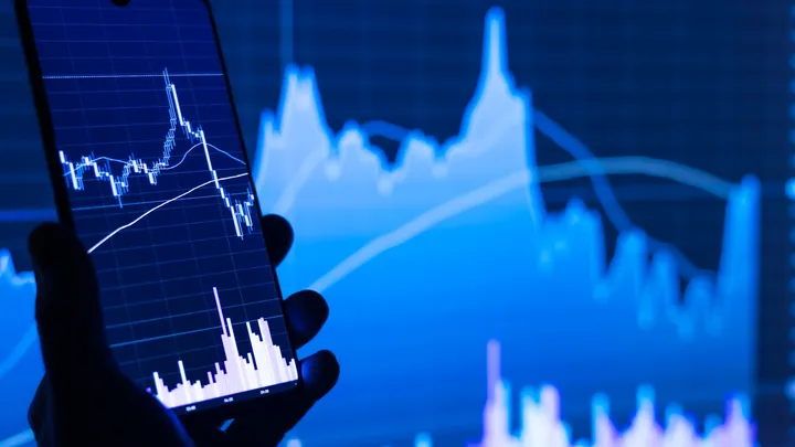 A smartphone displaying a stock trading app