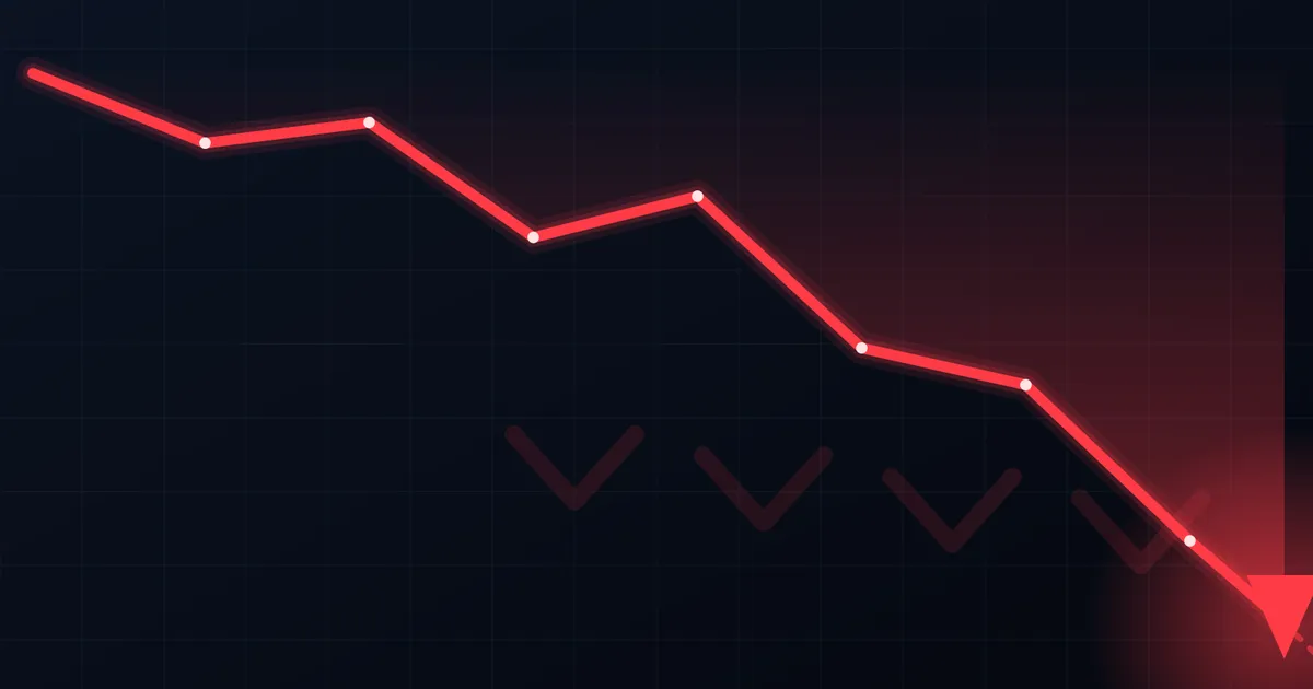 Stock ticker showing a declining price