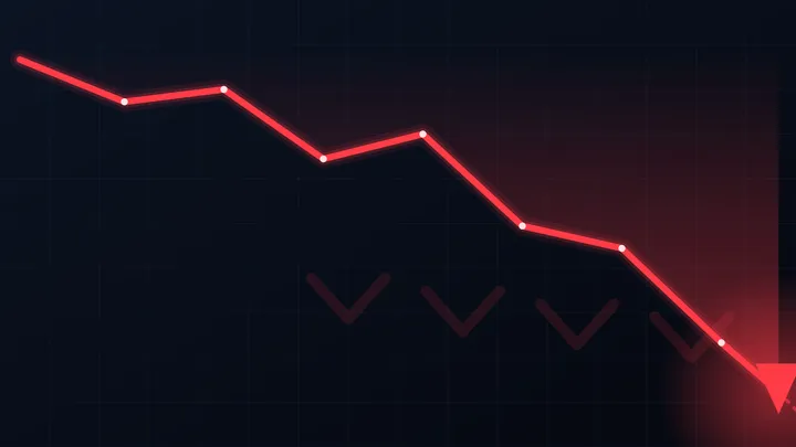Stock ticker showing a declining price